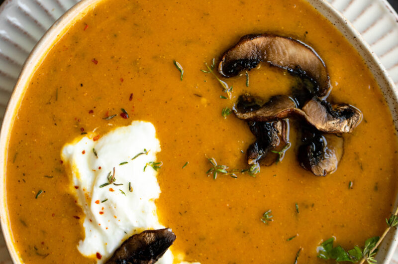 Top this delicious soup with mushrooms, h