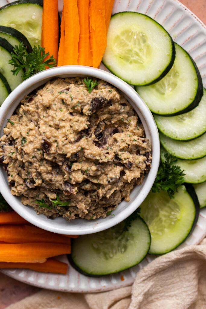 This dip has a similar texture to hummus but has a more smoky flavor from the eggplant.