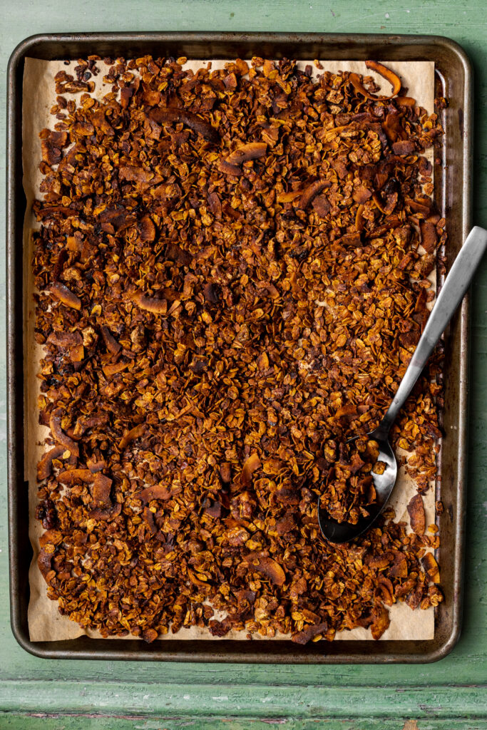 This granola recipe comes together in less than an hour and makes the whole house smell heavenly.