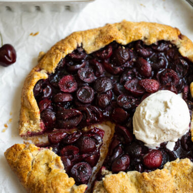 This signature summer dessert features ripe cherries and a homemade gluten-free galette!