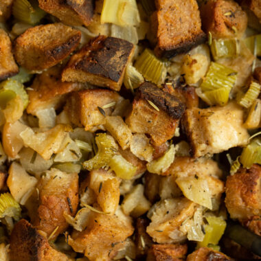 Fluffy and flavorful gluten-free challah bread and apple stuffing!