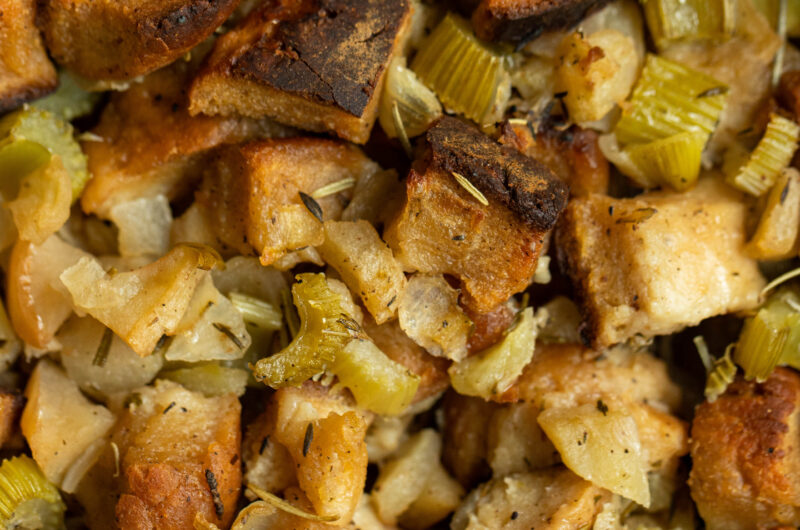 Fluffy and flavorful gluten-free challah bread and apple stuffing!