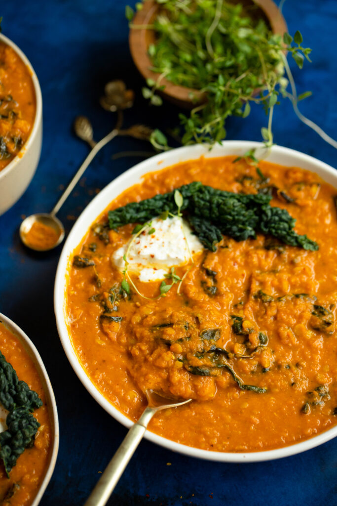 This hearty lentil soup is the perfect healthy and filling meal to enjoy this winter!