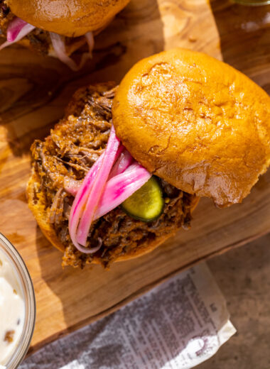 These beef brisket sliders are perfect for game day, a BBQ or even if you just have leftover brisket!