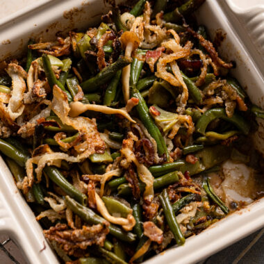 This gluten-free green bean casserole is about to become your new favorite holiday side dish!