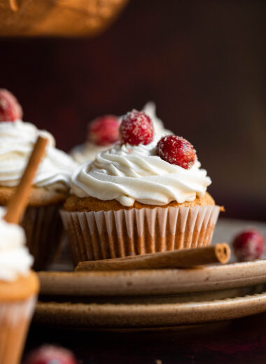 These gluten-free cupcakes with sugar coated cranberries are perfect for the holiday season!