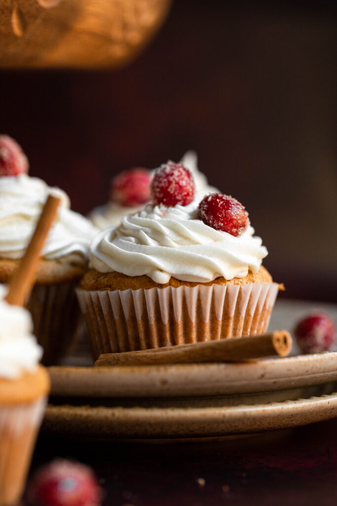 These gluten-free cupcakes with sugar coated cranberries are perfect for the holiday season!