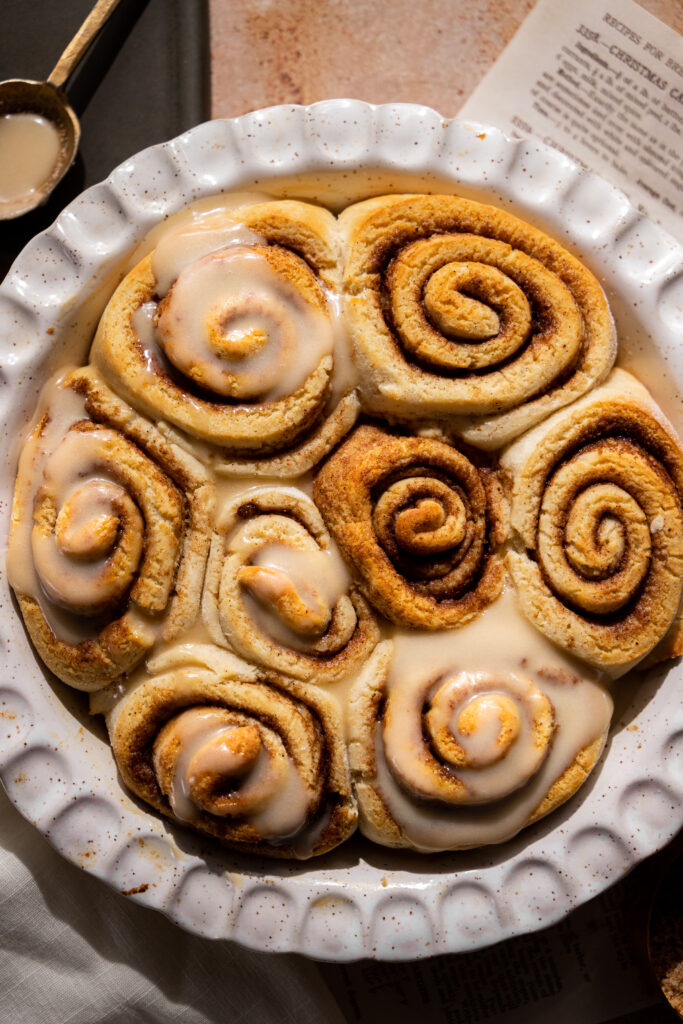 Whether you glaze or frost your cinnamon rolls, you can't go wrong either way!