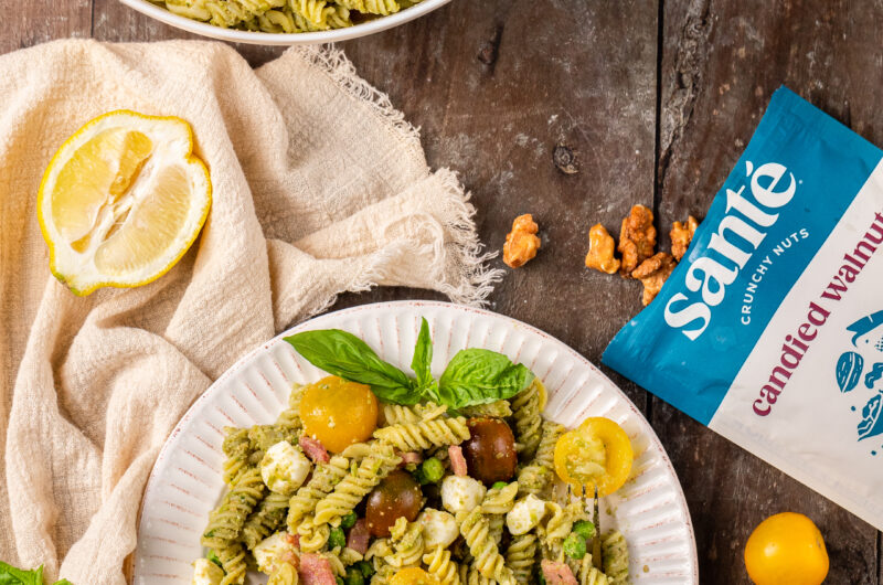 Elevate the classic pasta salad with this delicious walnut and pea pesto sauce! This vibrant, gluten-free recipe is ideal for warm summer days, backyard barbecues, and potluck parties.